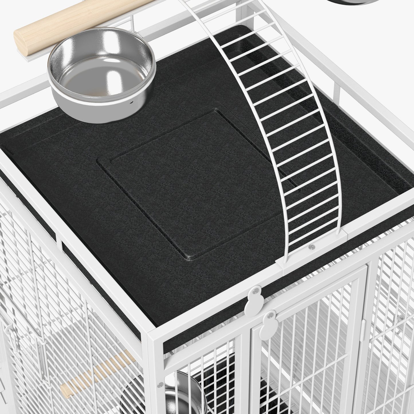 Pawhut Jaula Para Loros Con Ruedas Perchas Comederos 62,5x62,5x156 Cm Blanco_3