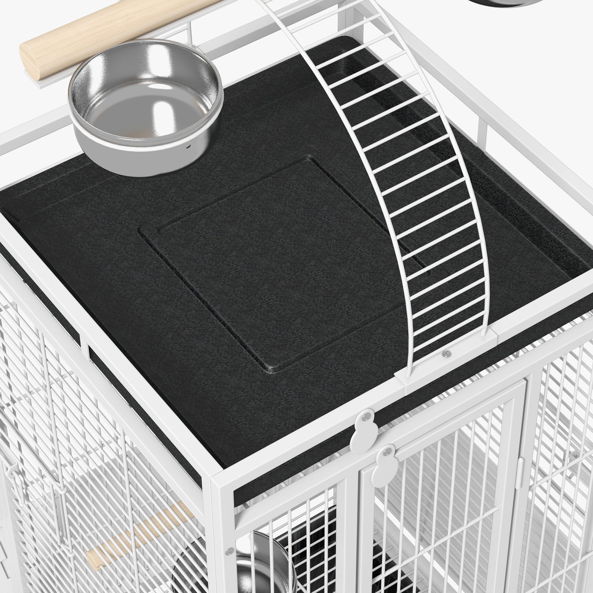 Pawhut Jaula Para Loros Con Ruedas Perchas Comederos 62,5x62,5x156 Cm Blanco_3