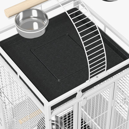 Pawhut Jaula Para Loros Con Ruedas Perchas Comederos 62,5x62,5x156 Cm Blanco_3