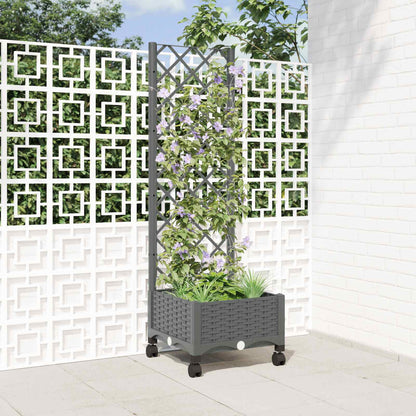 Jardinera Con Enrejado Y Ruedas Gris Claro 40 X 40 X 131,5 Cm_1