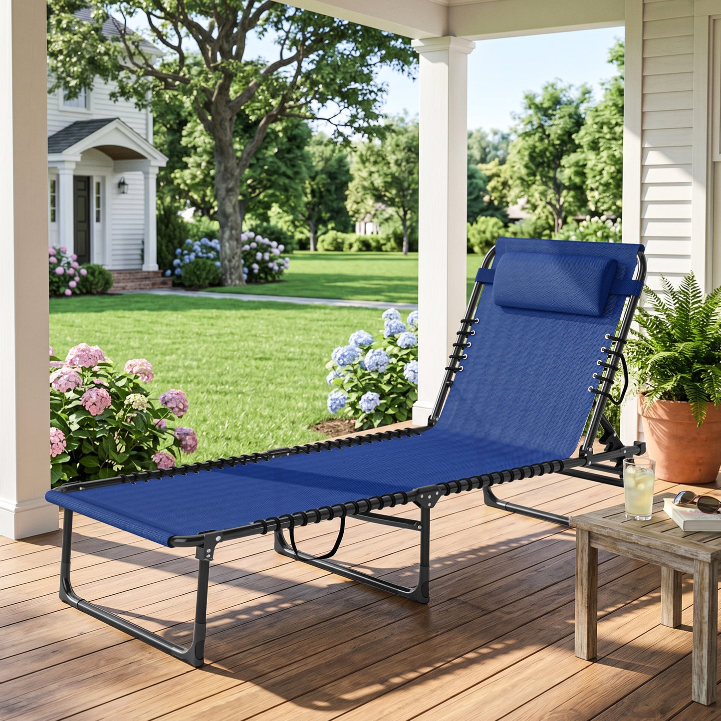 Outsunny Tumbona Plegable Y Ajustable De 4 Posiciones Con Sistema De Cordones_1
