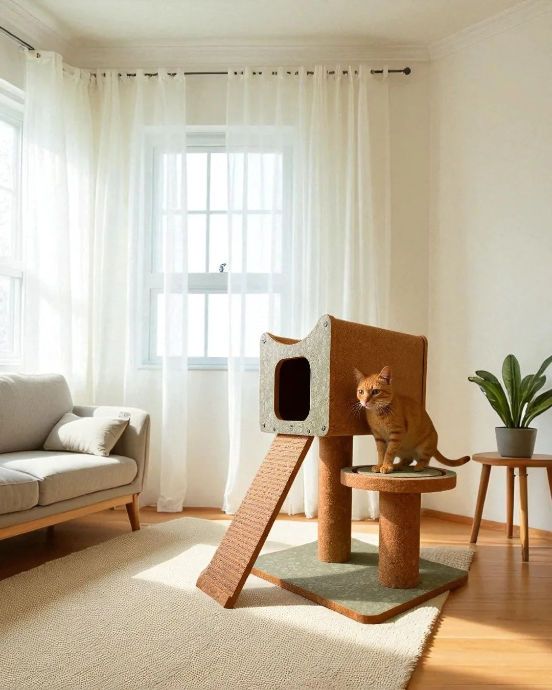 Estructura De Escalada Para Gatos Faro, Diseño Natural, De Corcho Y Superficie Antideslizante Althea Living 67x81x70cm_3