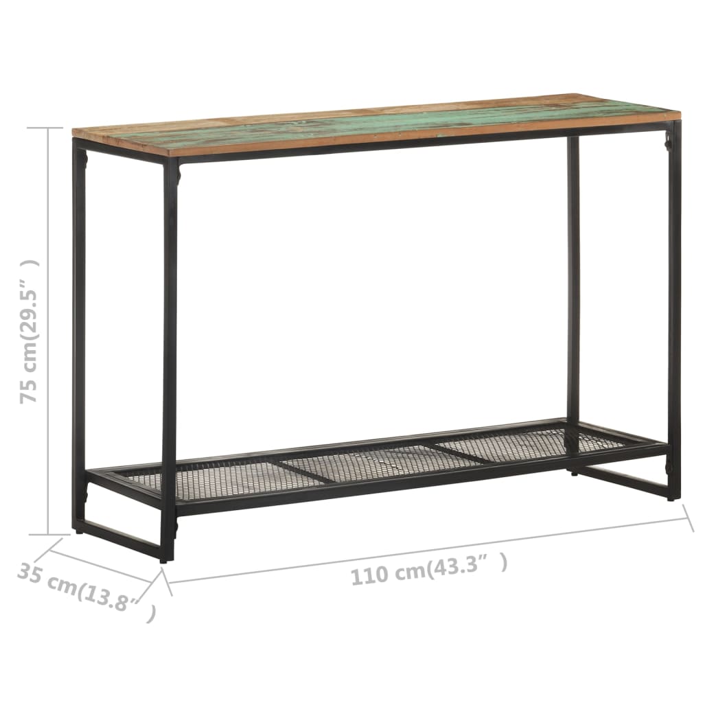Mesa Consola De Madera Maciza Reciclada 110x35x75 Cm_4