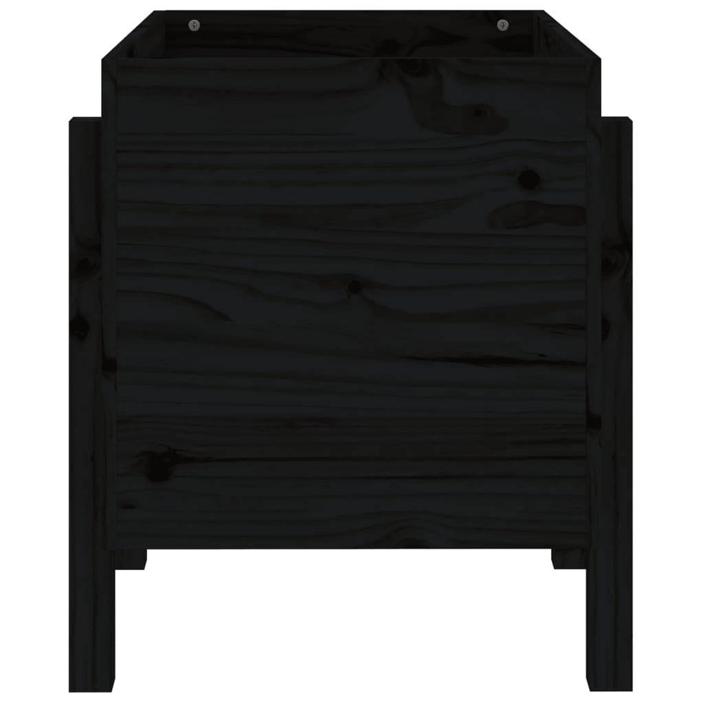 Jardinera De Madera Maciza De Pino Negro 62x50x57 Cm_4