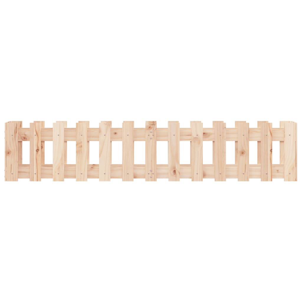 Arriate Elevado Jardín Con Valla Madera Maciza Pino 150x30x30cm_4