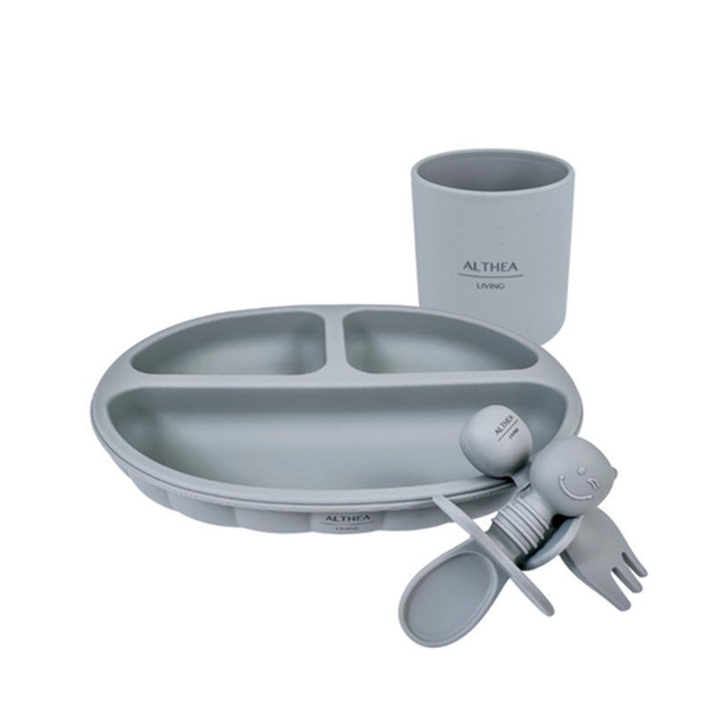 Vajilla De Silicona Orgánica - 8 Piezas - Gris Perla._1