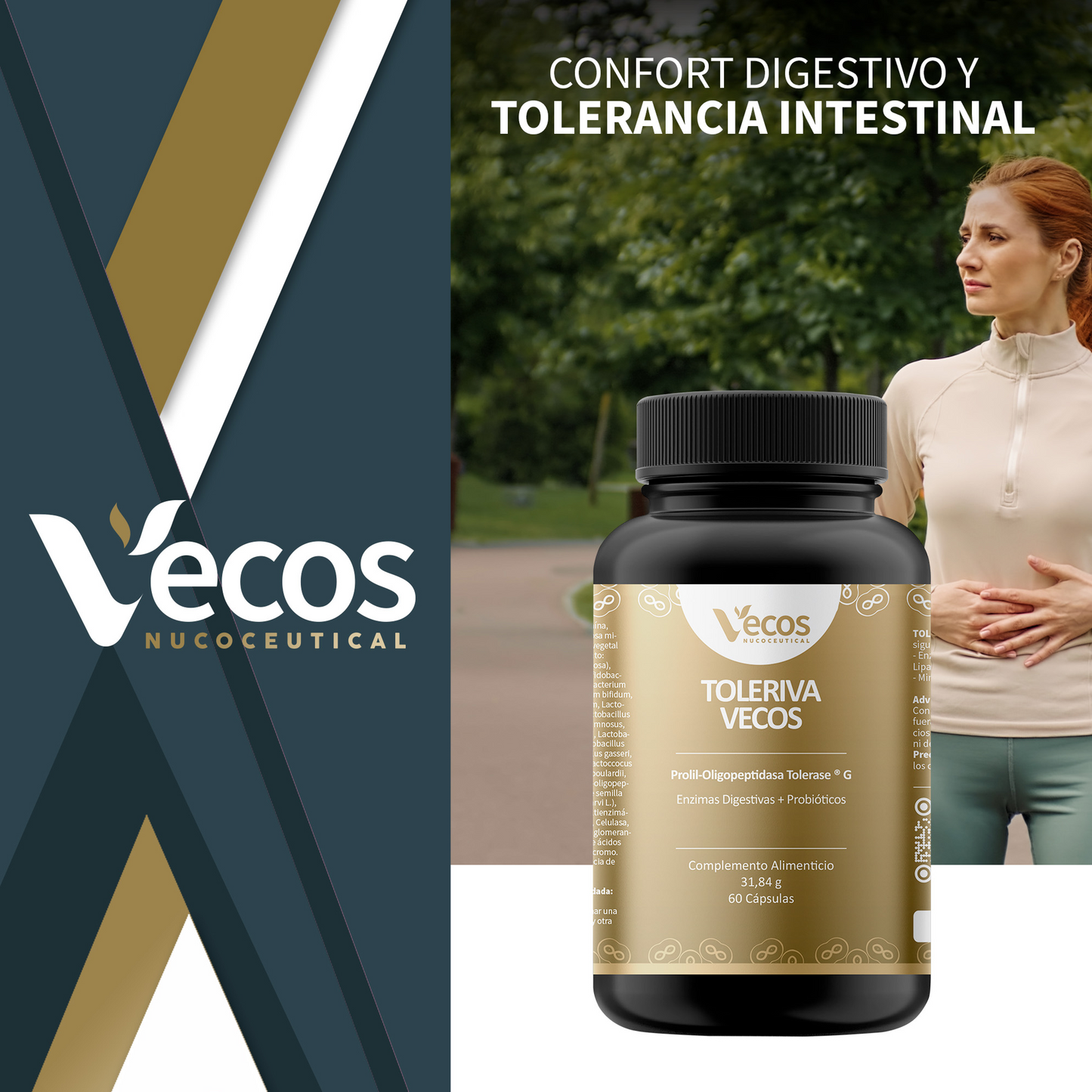 Toleriva Vecos 60 Cápsulas | Digestión Y Enzimas Digestivas | Probióticos, Lactasa Y Bromelaína_1