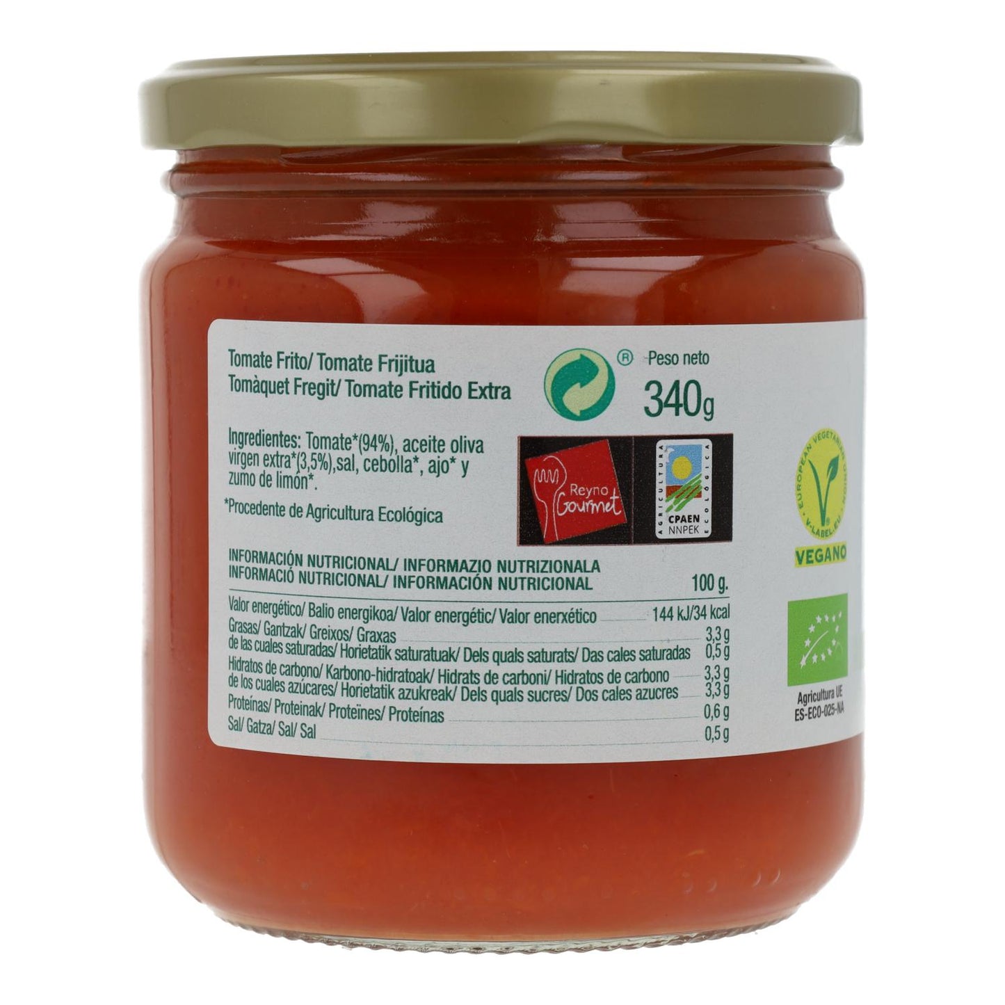 Tomate frito biológico caseiro sem açúcar Ékolo 340 g