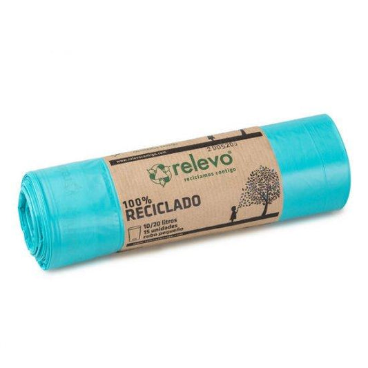 Sacos de lixo de 20 litros, 100% reciclados, relé de 15 unidades