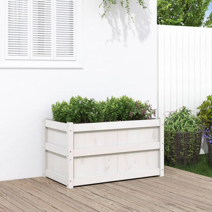 Jardinera De Madera Maciza De Pino Blanca 90x50x50 Cm_1