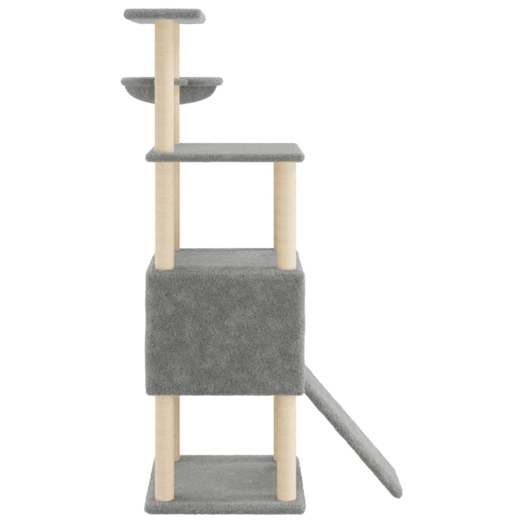 Rascador Para Gatos Con Postes De Sisal Gris Claro 153 Cm_4