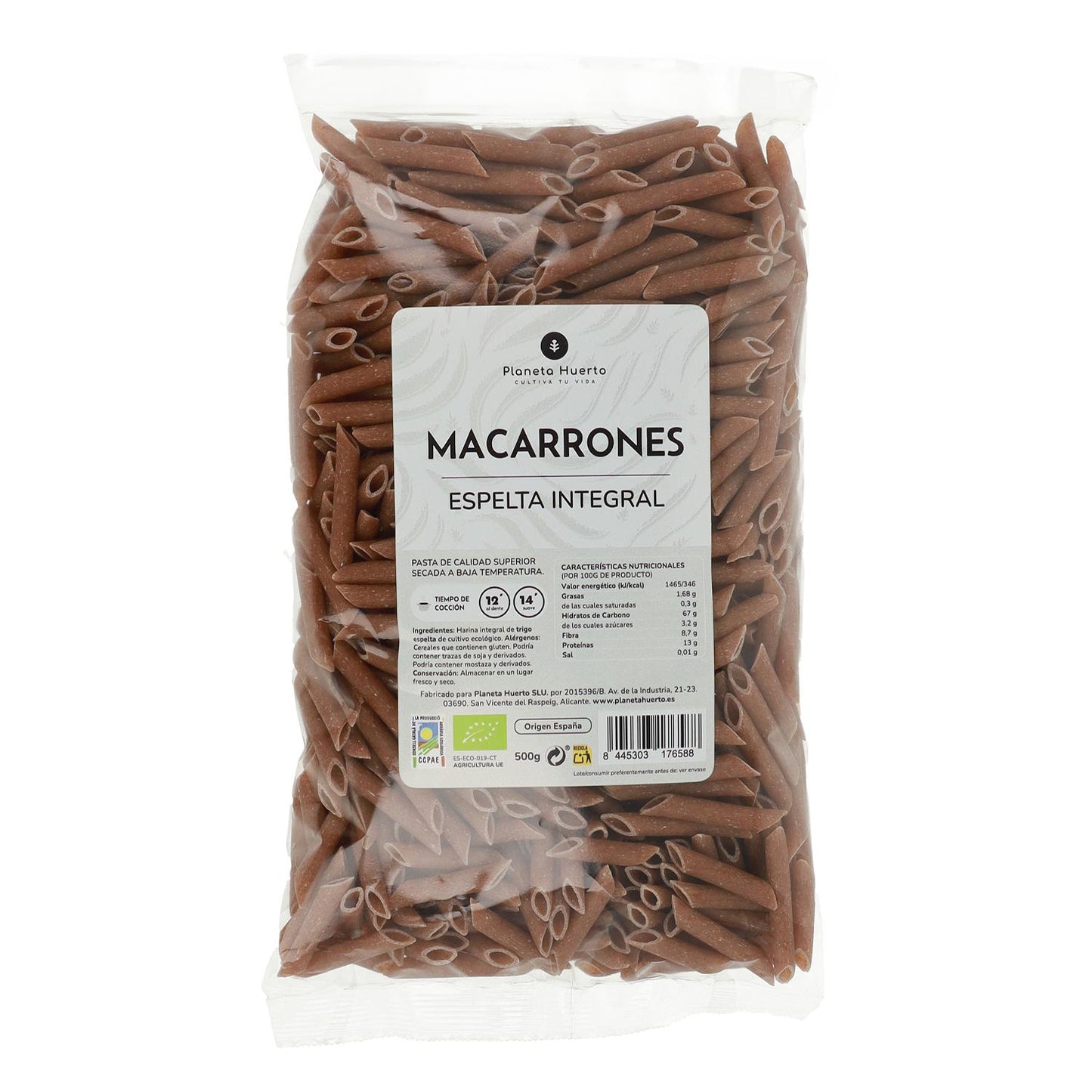 Massa de espelta integral ECO Planeta Huerto 500gr