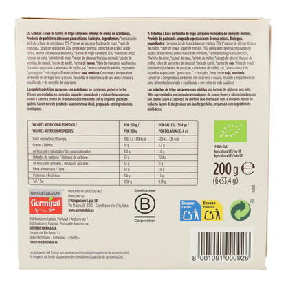 Biscoitos Germinal Bio sem glúten de mirtilo e trigo sarraceno 200 g