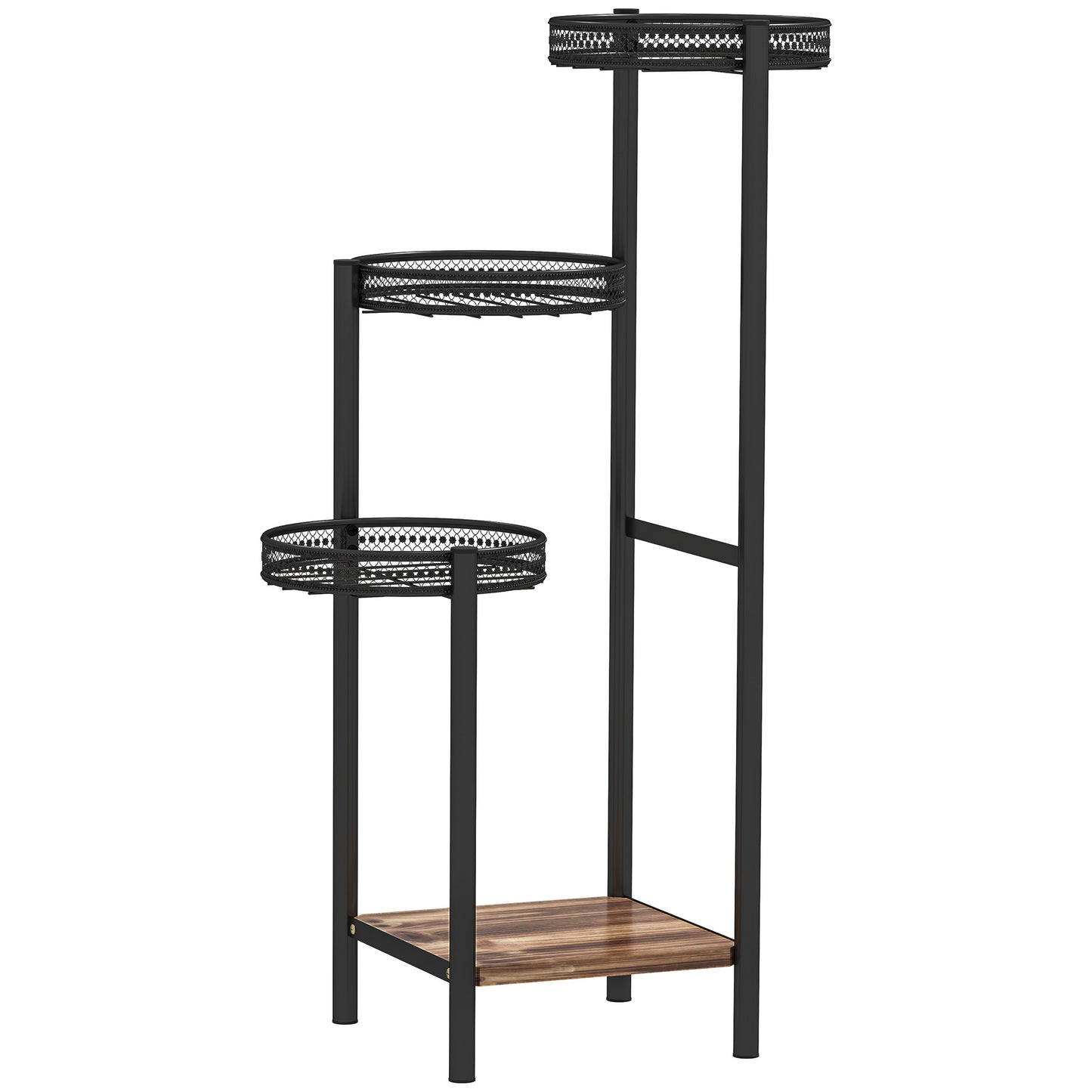 Outsunny Soporte Para Plantas De 4 Niveles Interior Y Exterior 25x25x80 Cm Negro_0