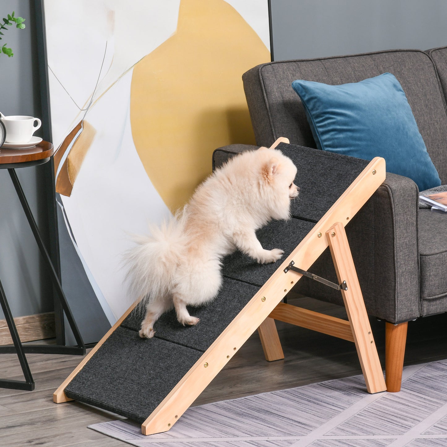 Pawhut Escalera De Madera Para Perros Plegable Rampa Mascotas Portátil Con 4_1