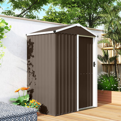 Outsunny Caseta De Jardín Exterior 1,1 M² 136x87x179 Cm Puerta Corredera Marrón_4