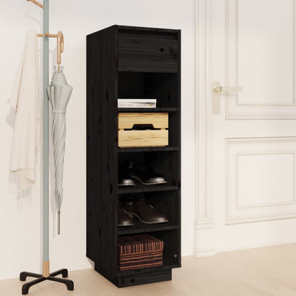 Mueble Zapatero De Madera Maciza De Pino Negro 30x34x105 Cm / Vetonek_1