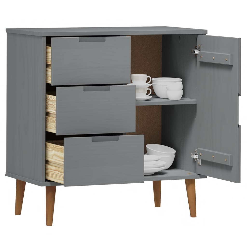 Aparador Molde Madera Maciza De Pino Gris 76,5x40x80 Cm / Vetonek_4