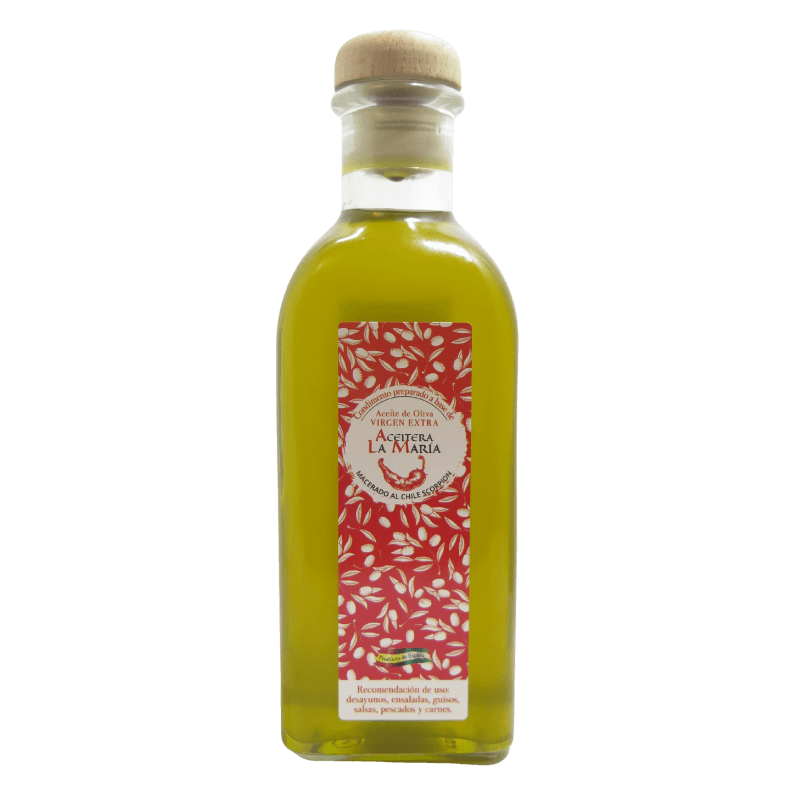 Aceite De Oliva Virgen Extra Macerado Al Chile Scorpion 50 Cl Con Vertedor_0