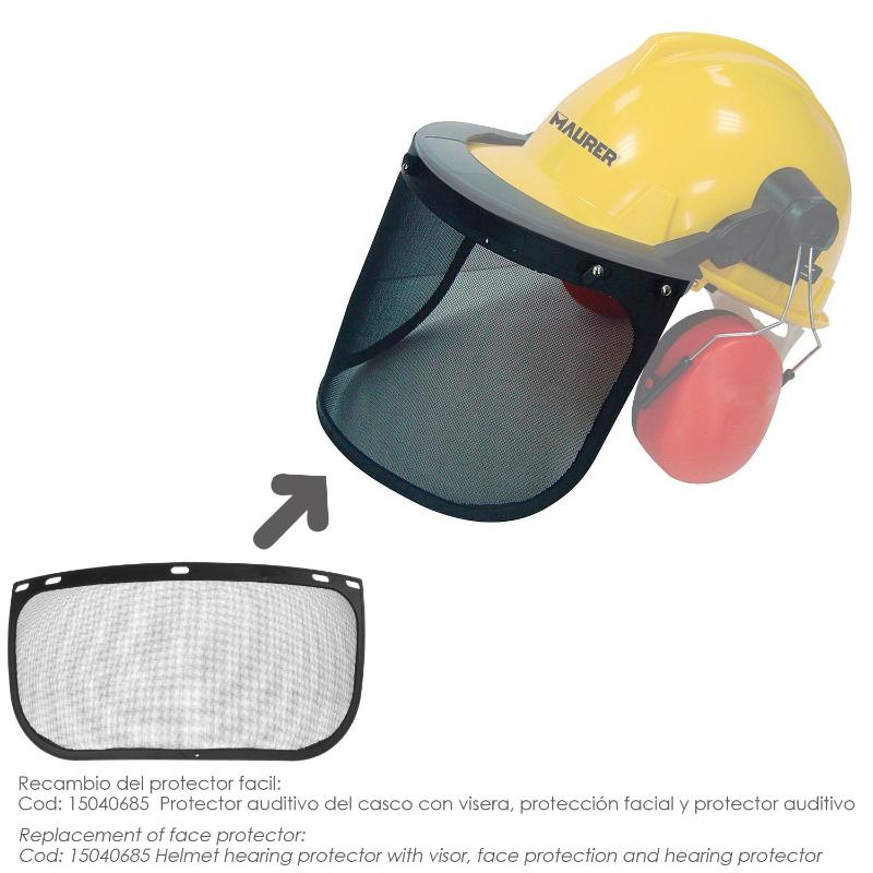 Recambio Protector Facial Para Casco Con Visera, Protector Facial De Rejilla Y Protector Auditivo Maurer Modelo 99790