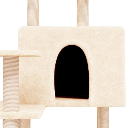 Vidaxl Rascador Para Gatos Con Postes De Sisal Crema 153 Cm_5