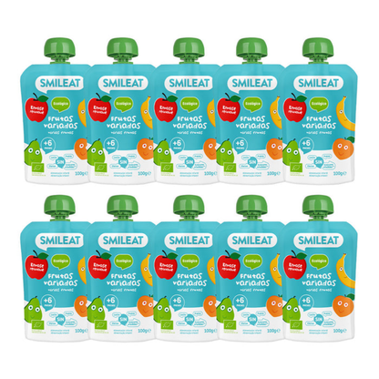 Embalagem de 10 saquetas de frutas sortidas biológicas Smileat 100 g