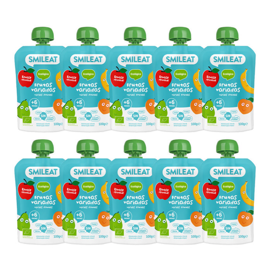 Embalagem de 10 saquetas de frutas sortidas biológicas Smileat 100 g