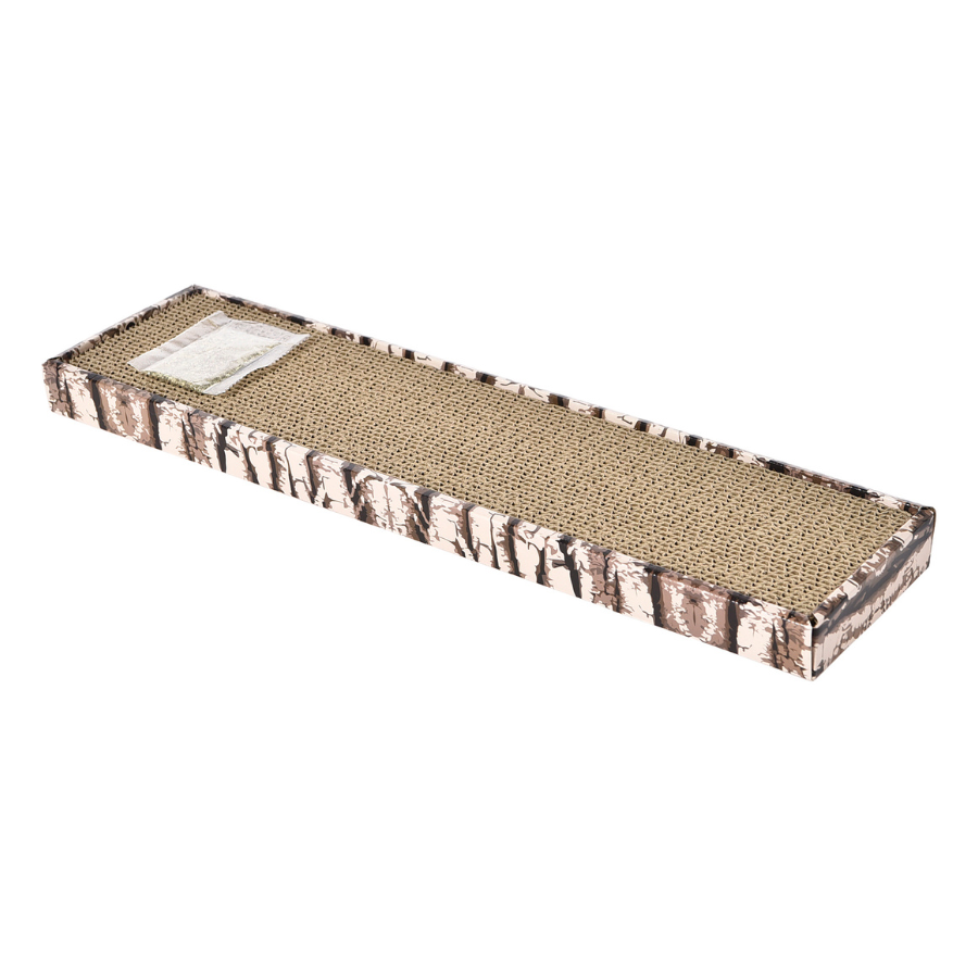 Rascador De Cartón Básico Para Gato 45x11cm Marca Wuapu, Con Hierba Catnip Atrayente_1