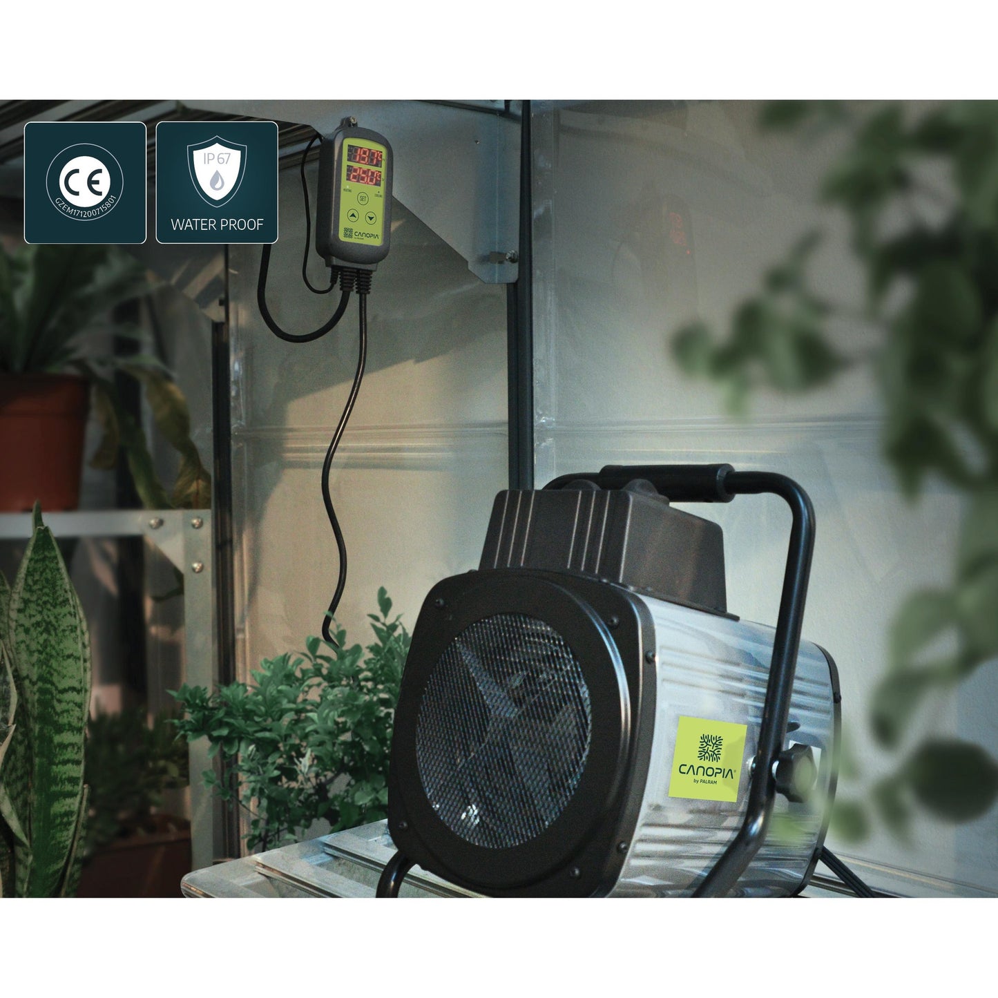 Aquecedor de estufa portátil resistente a salpicos com termóstato de 2400 W 