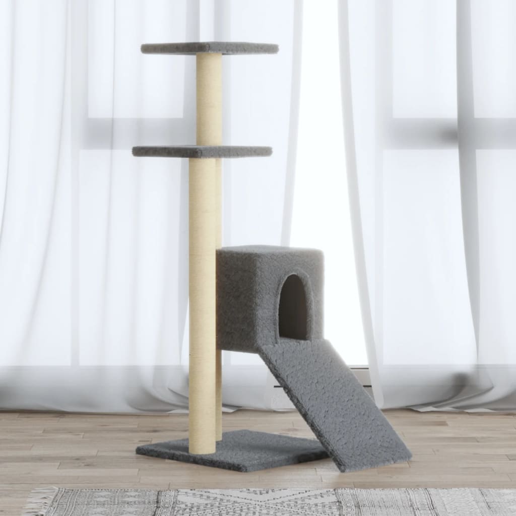 Rascador Para Gatos Con Postes De Sisal Gris Claro 92 Cm_1