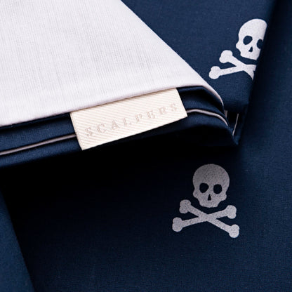 Set Cama (funda Nórdica 260x240cm + 2 Fundas Almohada  50x105cm) 100% Algodón Navy Calaveras Scalpers Home