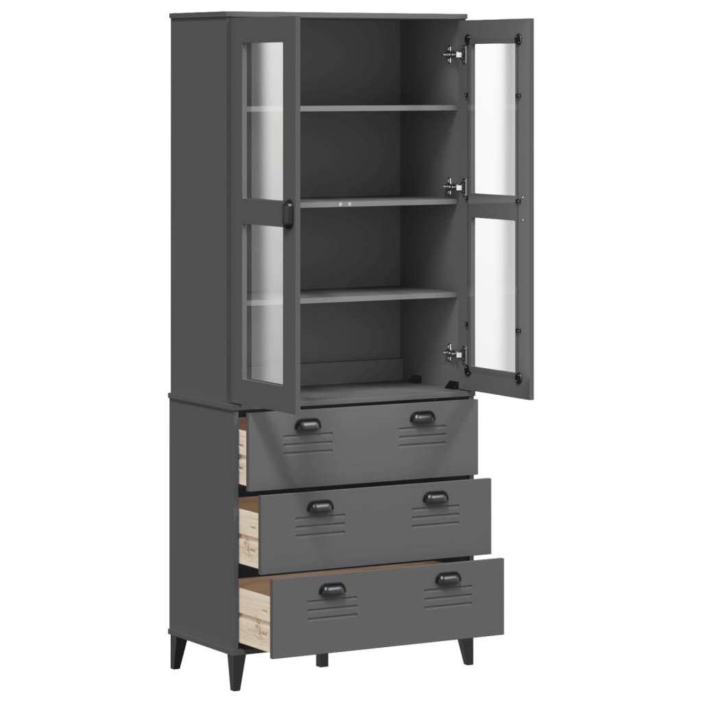 Aparador Alto Viken Madera De Pino Gris Antracita 80x40x190 Cm / Vetonek_5