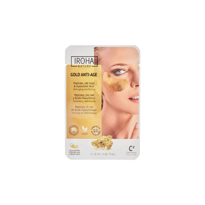 Adesivos anti-idade para os olhos Iroha Nature Foil com peptídeos, ouro 24K e ácido hialurónico, 2 x 8 ml