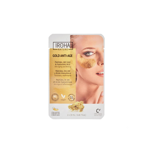 Adesivos anti-idade para os olhos Iroha Nature Foil com peptídeos, ouro 24K e ácido hialurónico, 2 x 8 ml