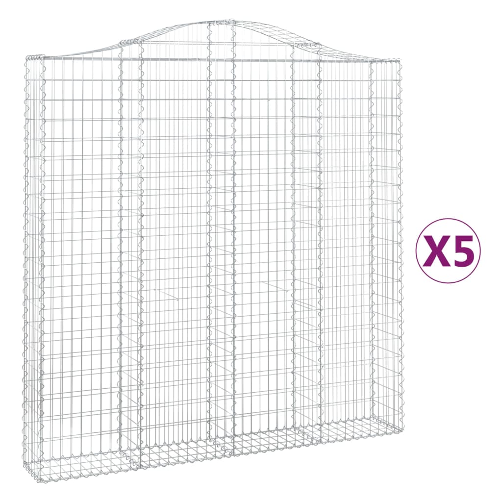 Cestas De Gaviones 5 Uds Forma De Arco Hierro 200x30x200/220 Cm_0