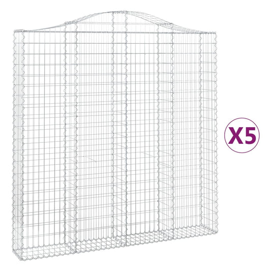 Cestas De Gaviones 5 Uds Forma De Arco Hierro 200x30x200/220 Cm_0