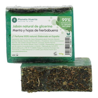 Sabonete natural de glicerina com folhas de hortelã e hortelã 100 g