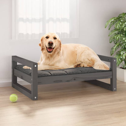 Vidaxl Cama Para Perros Madera Maciza De Pino Gris 75,5x55,5x28 Cm_1