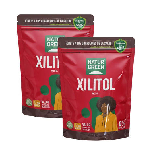 Embalagem de 2 unidades de Xilitol Açúcar de Bétula Naturgreen 2 unidades de 500 g