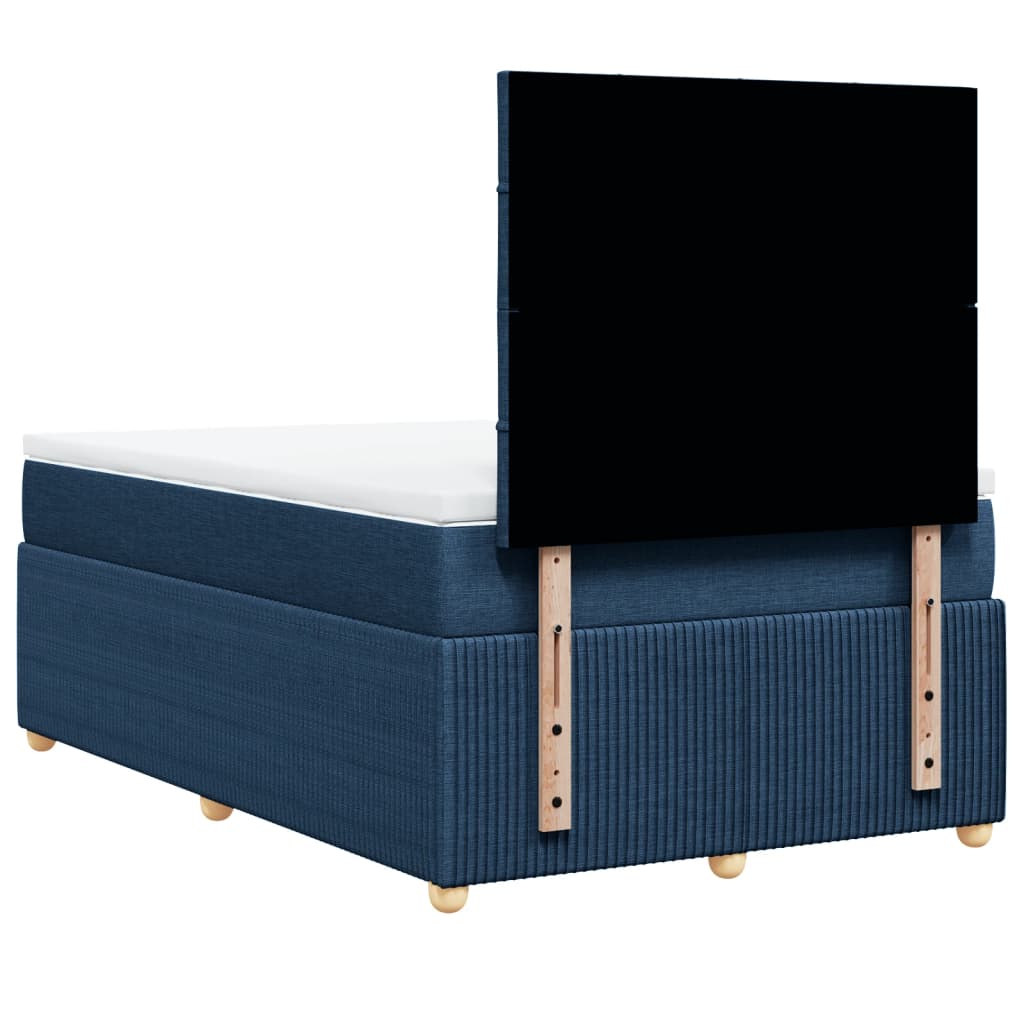 Cama Box Spring Con Colchón Tela Azul 120x200 Cm / Vetonek_2