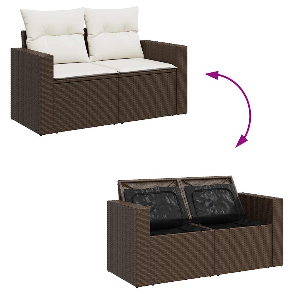 Set Sofás De Jardín 6 Piezas Y Cojines Ratán Sintético Marrón / Vetonek_1