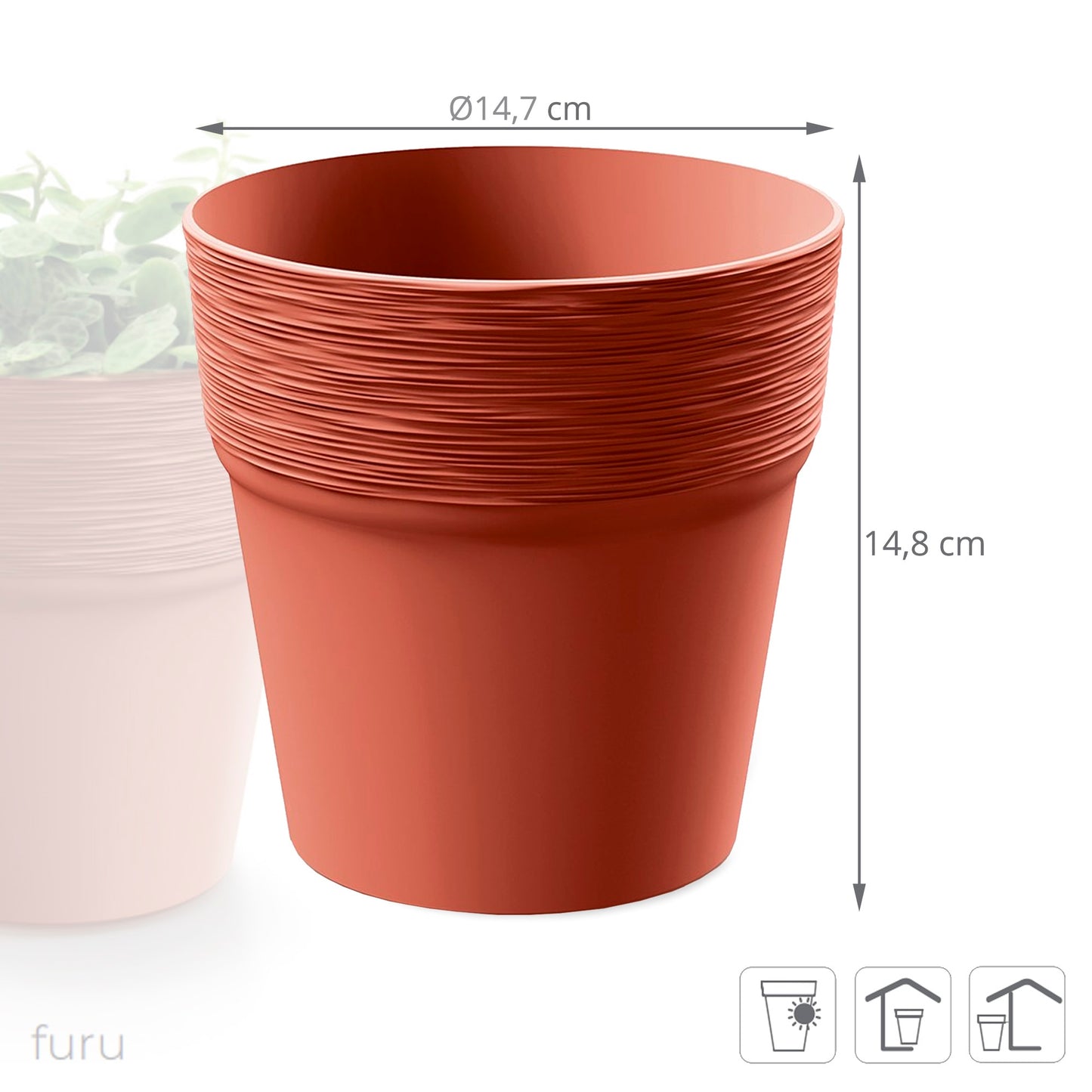 Maceta Furu , Dimensiones (mm) 122x122x122, Color Cobre