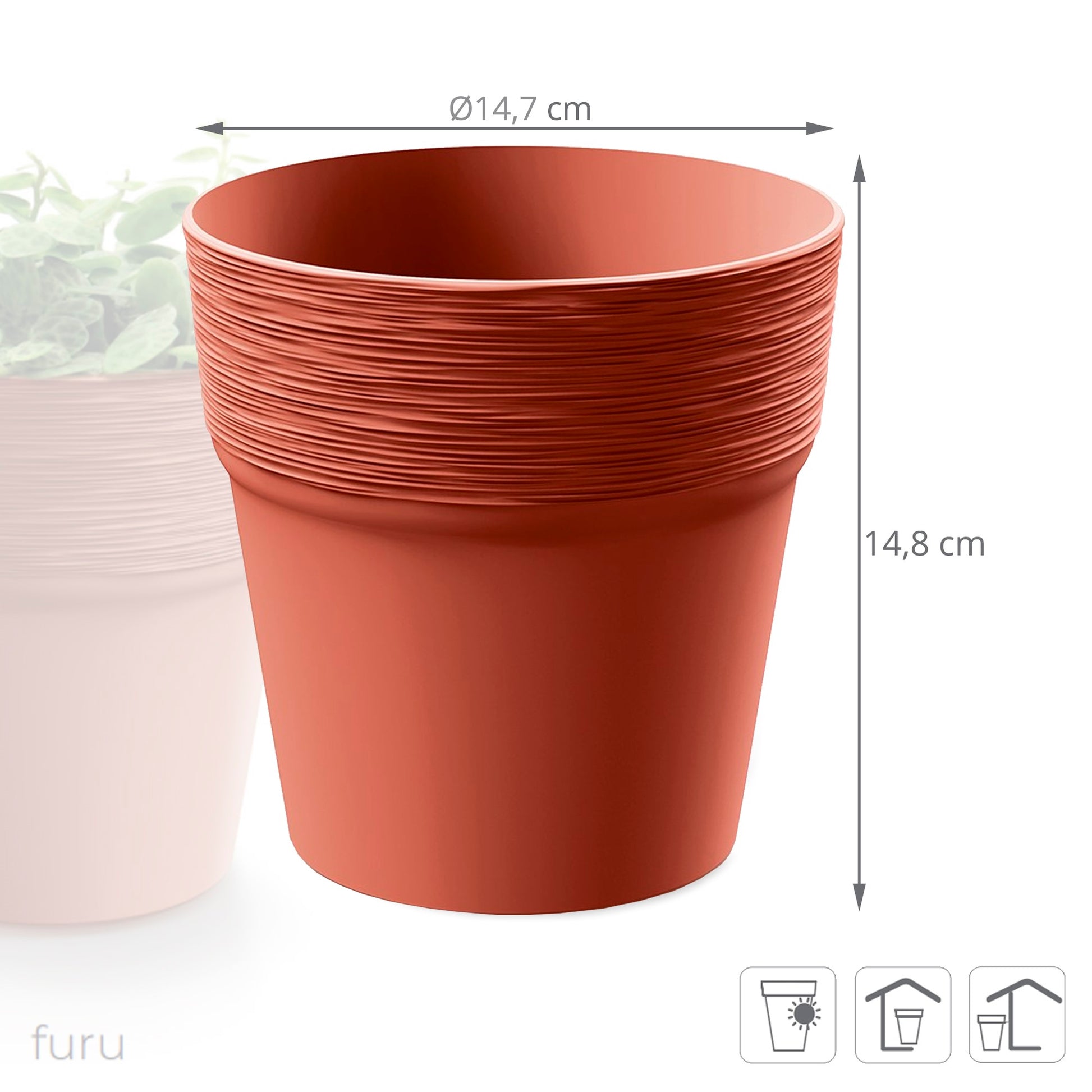 Maceta Furu , Dimensiones (mm) 122x122x122, Color Cobre