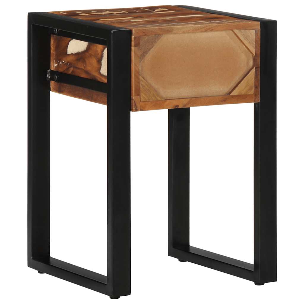 Mesa Auxiliar Multicolor 35x35x50 Cm Madera Maciza Reciclada_3