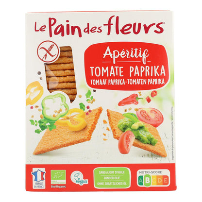 Bolachas crocantes de tomate torrado e pimentão doce para snacks sem glúten BIO Le Pain de Fleurs 150 g