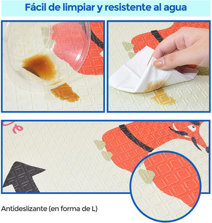 Alfombra Bebe, 1.5cm Grosor, Diseño Infantil, 200 X 180 Cm, Acolchada De Xpe, Reversible_4