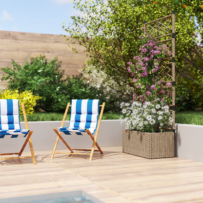 Outsunny Jardinera Exterior Grande De Ratán Con Enrejado 2 Macetas 57x30x150 Cm_4