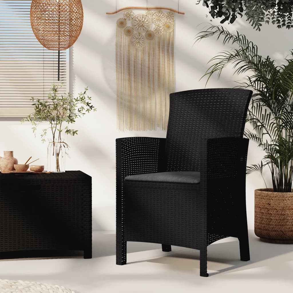 Vidaxl Sillón De Jardín Con Cojín Ratán Pp Color Grafito_1