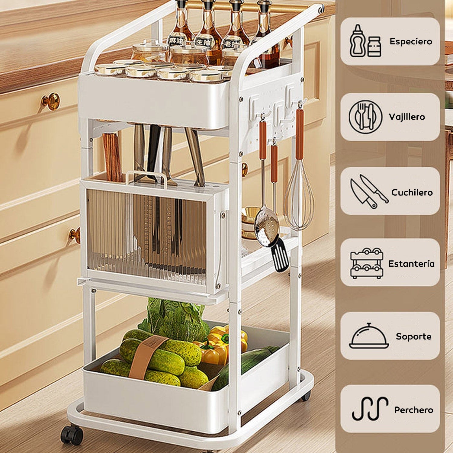 Joybos - Estantería De Almacenamiento Con Ruedas Multifuncional Para Cocina_2