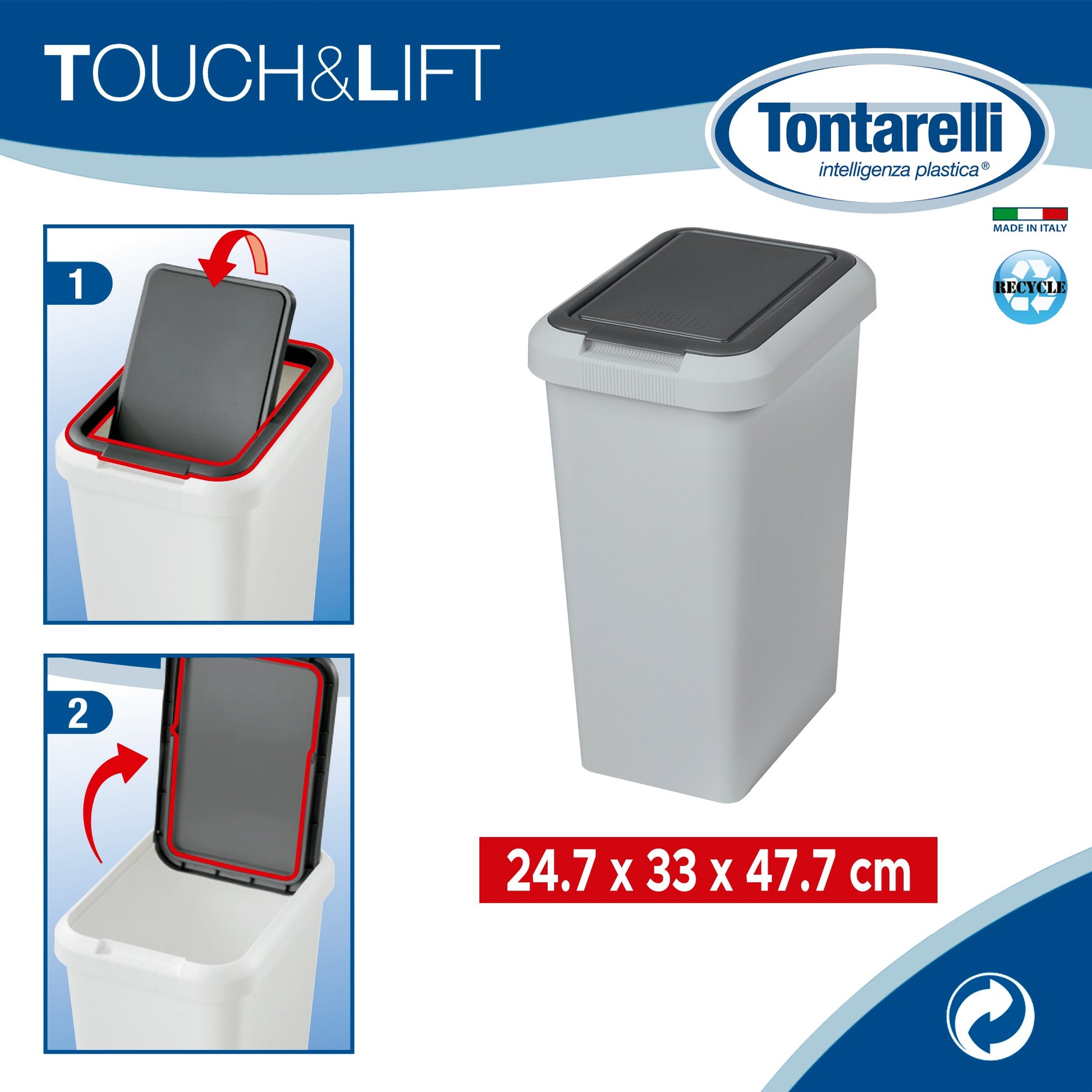 Cubo touch & Lift 25l Gris_1